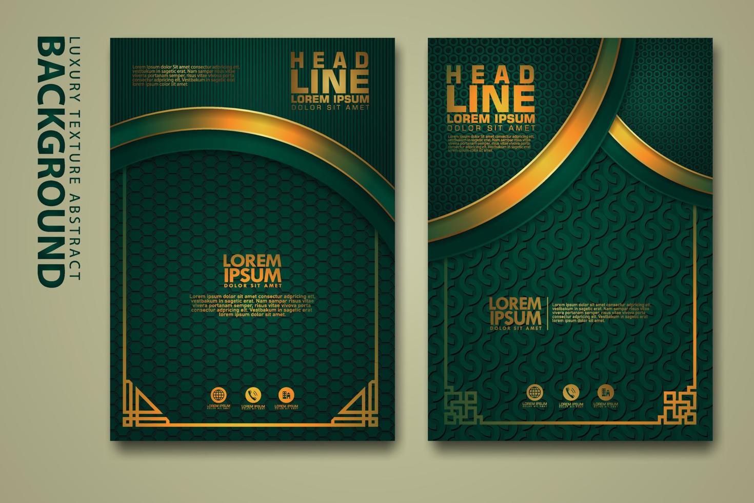 Vector set of cover design template with luxurious color, shine effect and elegance frame on textured background