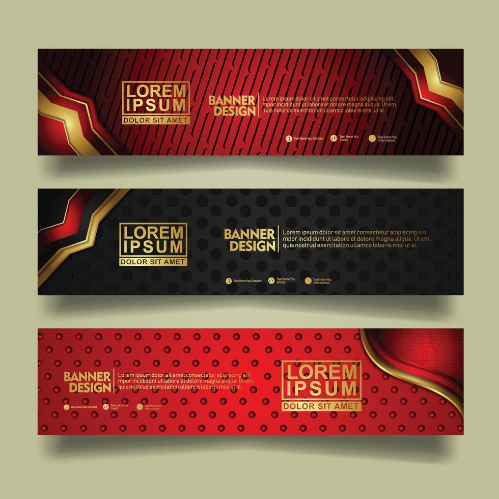 Set banner template design with luxury and elegant lines shape ornament effect on texture pattern background vector