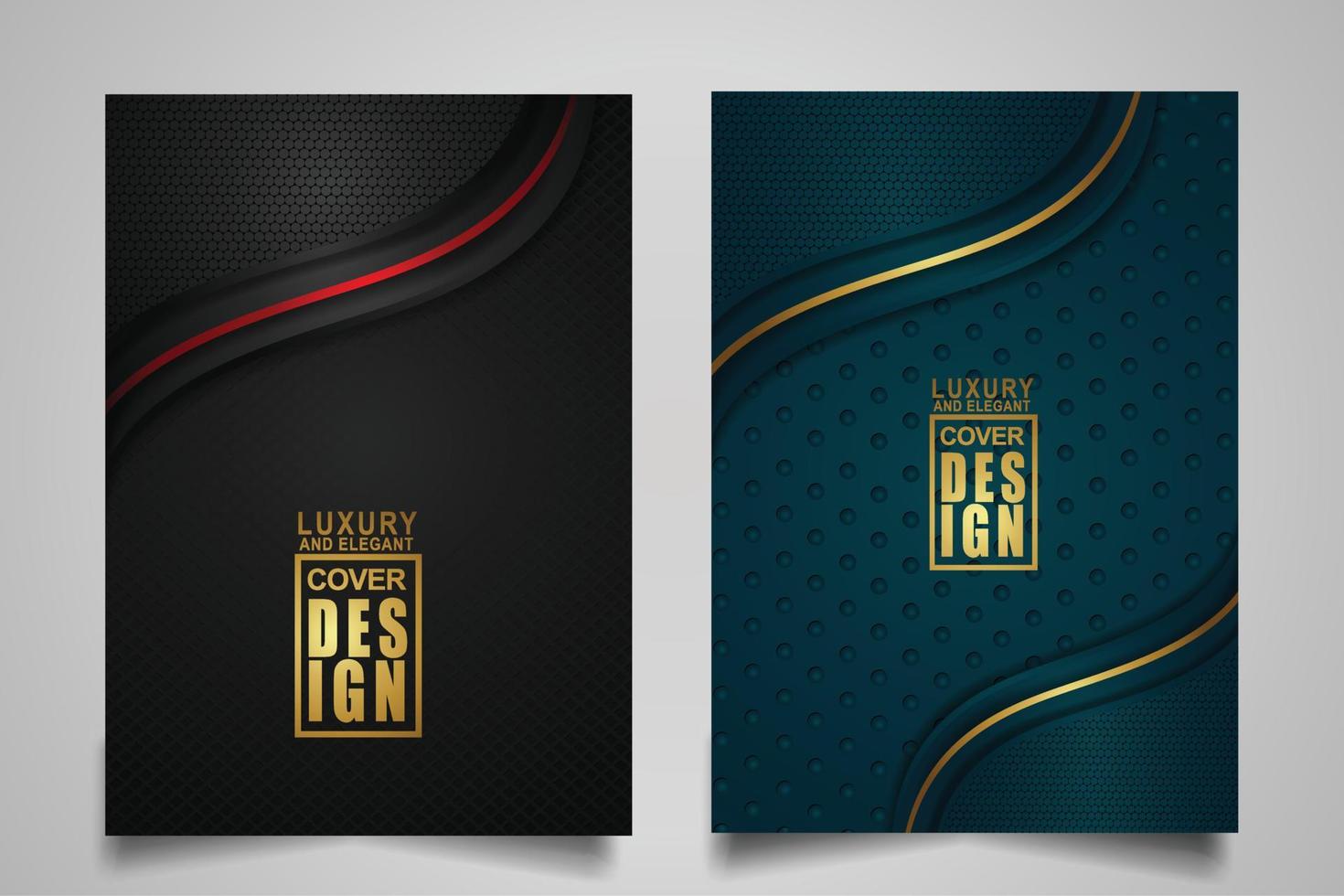 Set cover design template with Luxury and elegant flow lines overlap layers ornament and realistic texture on dark background vector