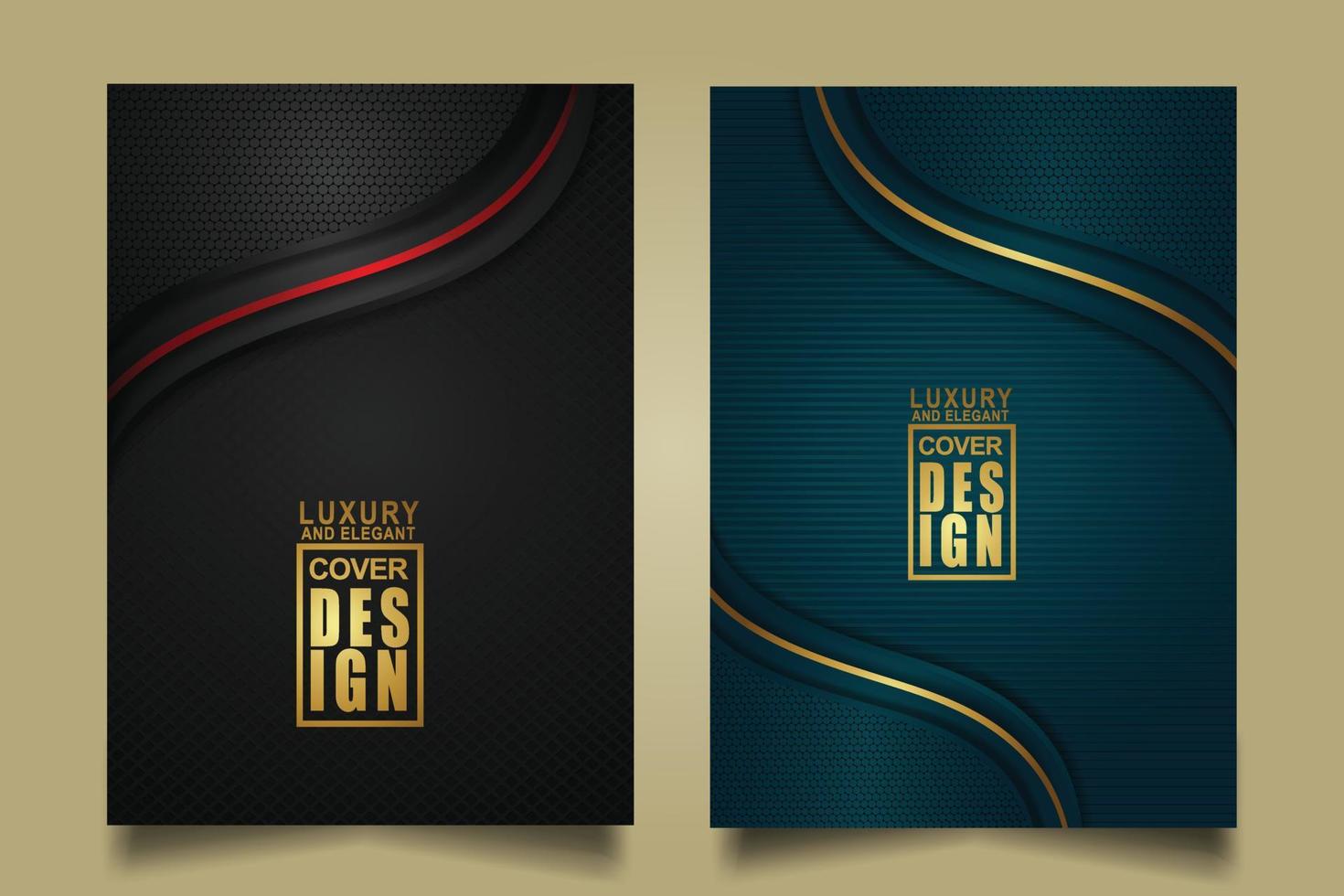 Set cover design template with Luxury and elegant flow lines overlap layers ornament and realistic texture on dark background vector