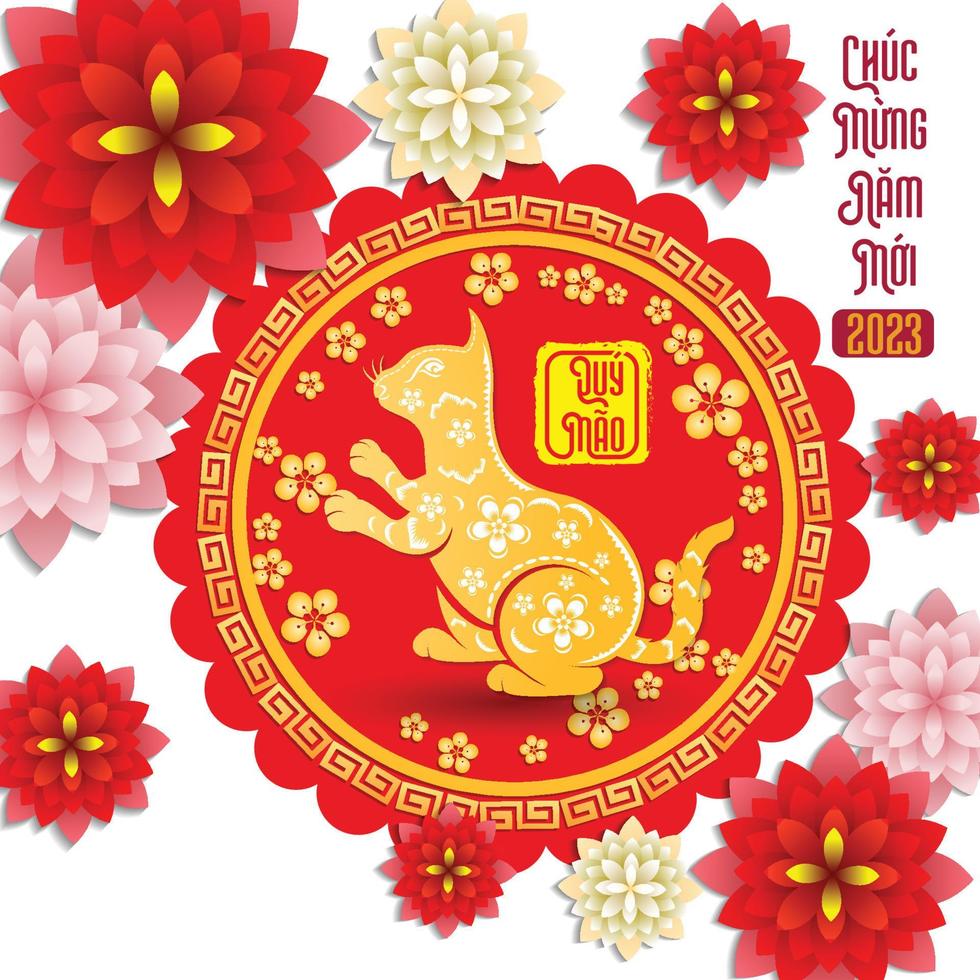 Happy lunar new year 2023, Vietnamese new year, Year of the Cat. vector
