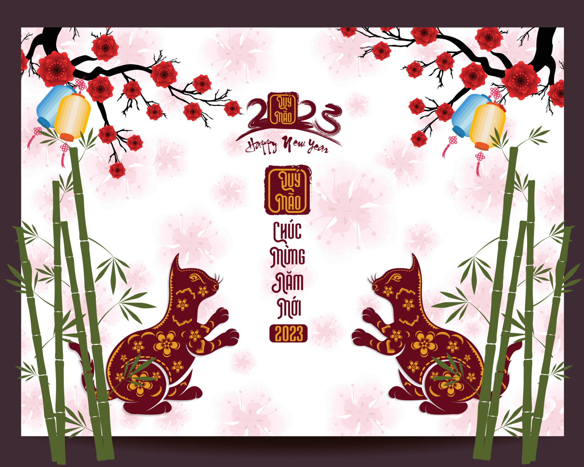 Happy lunar new year 2023, Vietnamese new year, Year of the Cat