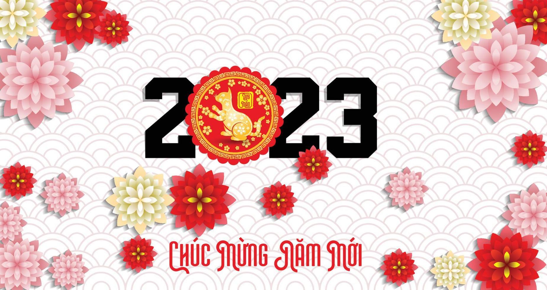 feliz año nuevo lunar 2023, año nuevo vietnamita, año del gato. vector