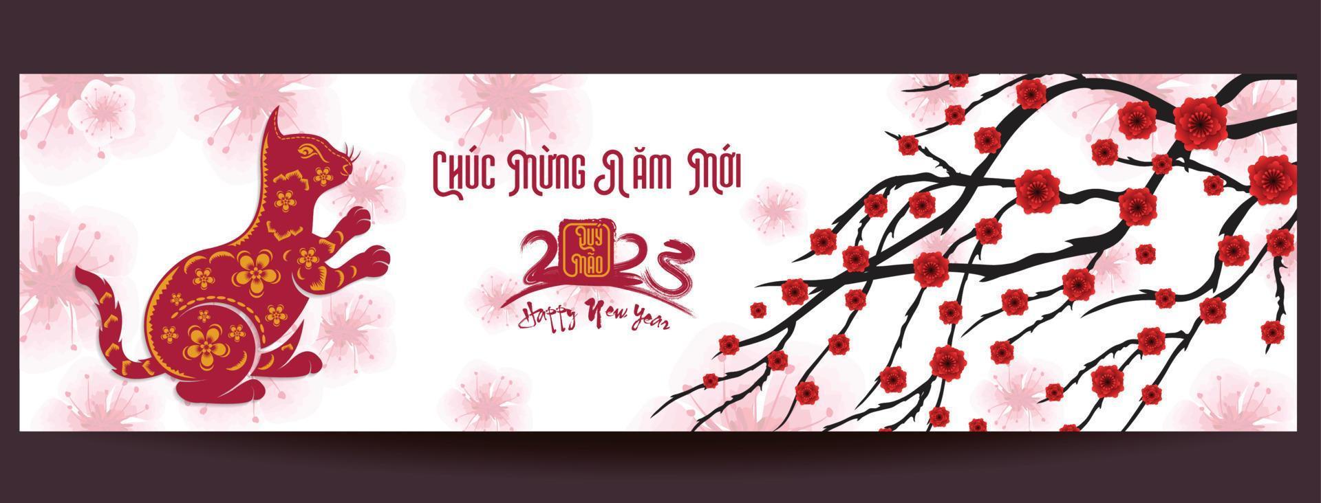 Happy lunar new year 2023, Vietnamese new year, Year of the Cat. vector