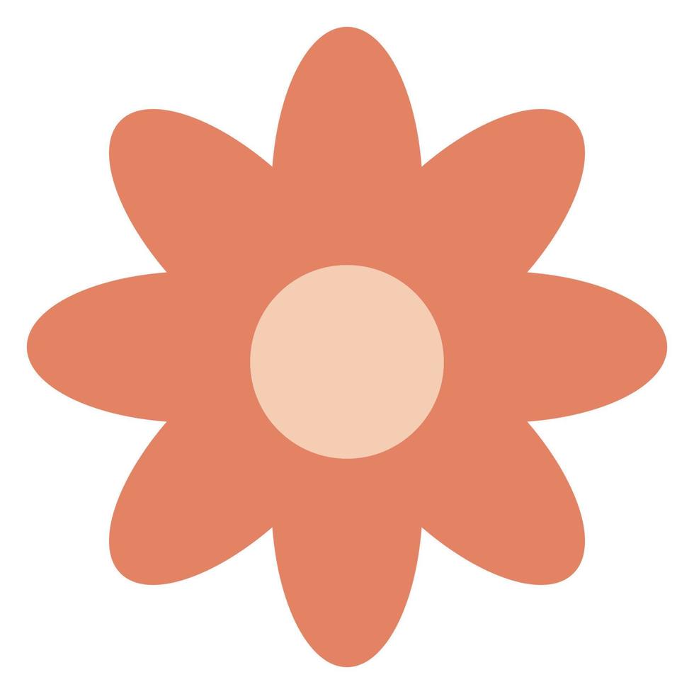 Flower in retro groovy style. Simple vector icon