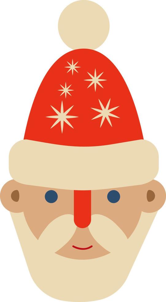 Christmas santa claus head in retro style . Vector illustration