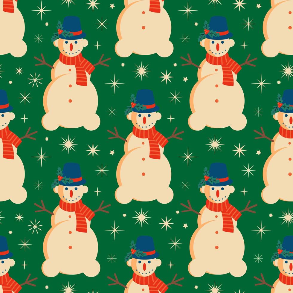 Christmas seamless pattern with Snowman vector