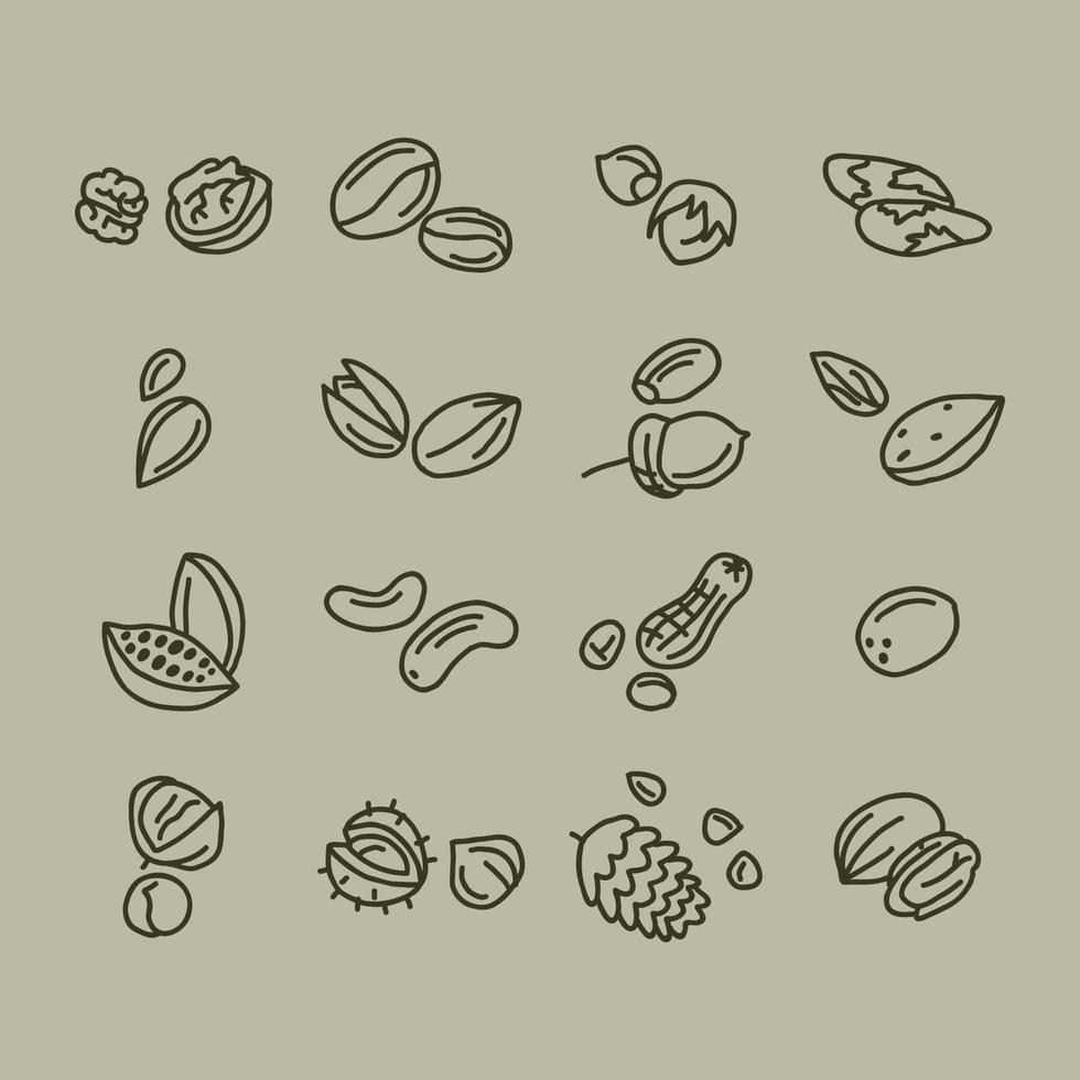Doodled Set of Nuts vector