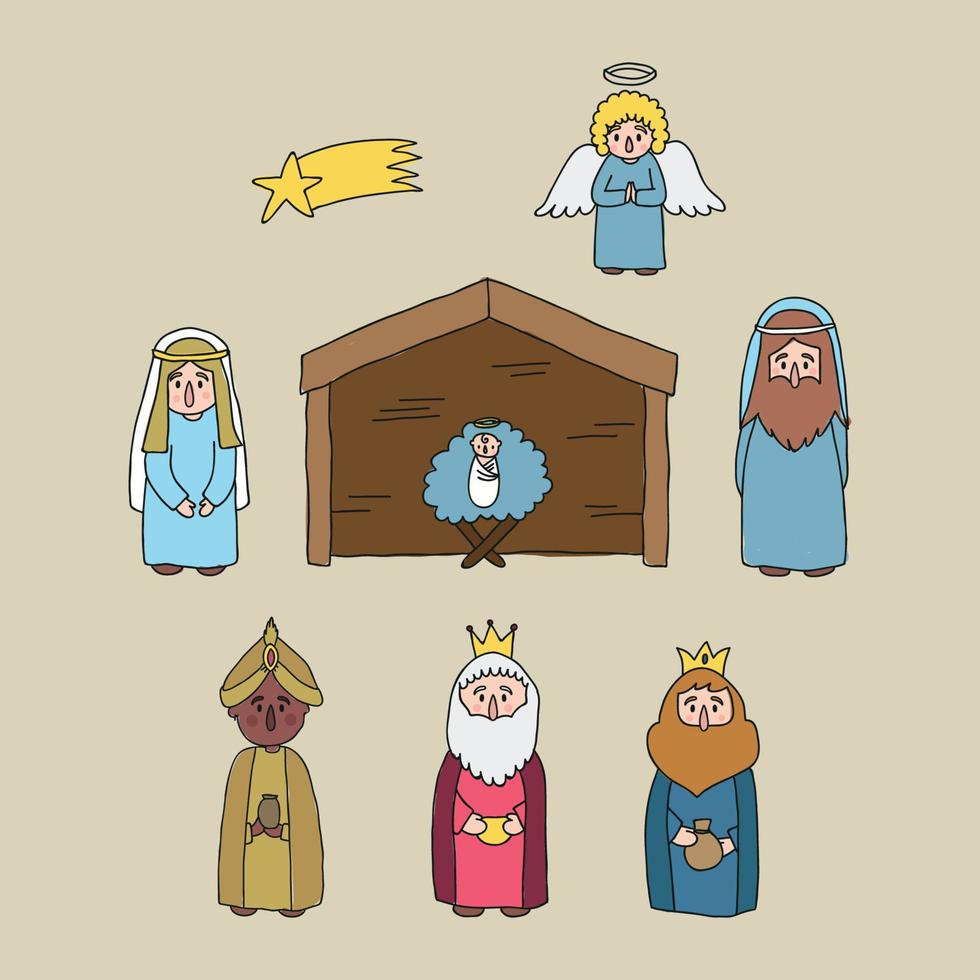 Doodles Characters of the Nativity vector