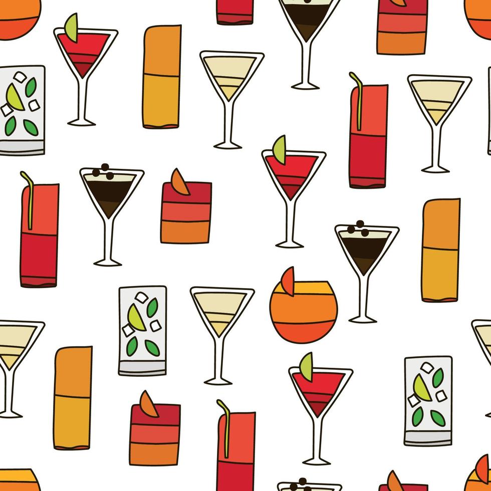 Doodled Drinks Pattern vector