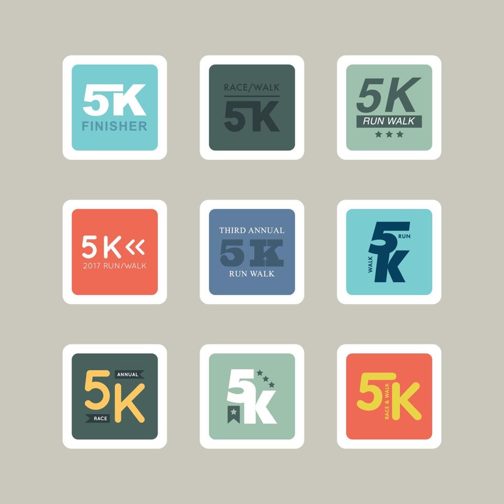 Set of 5K Walk Icons vector