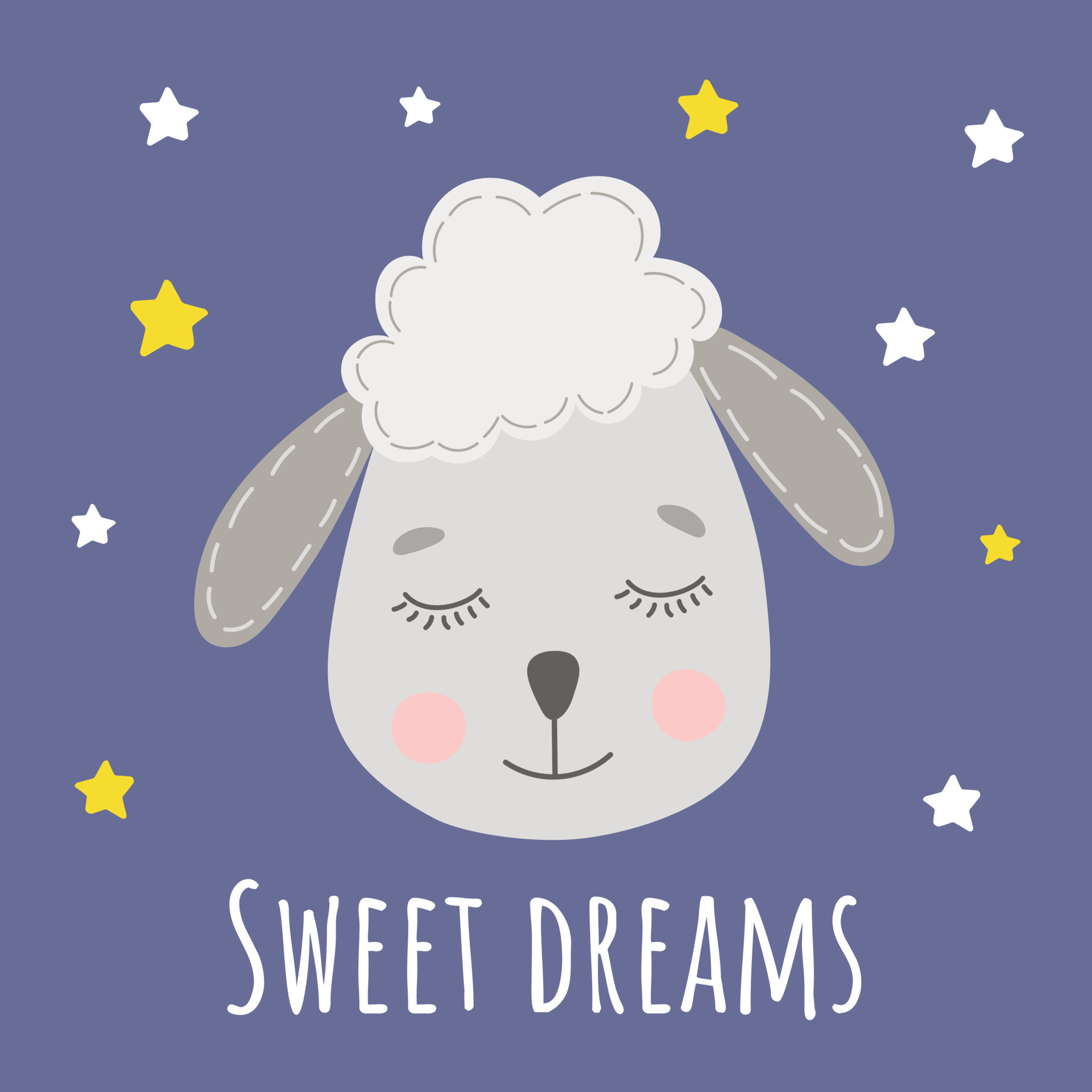 Sweet dreams card with funny cute little lamb. Sleeping sheep. Good night  card. Vector illustration f print on the wall, nursery room decoration.  12738660 Vector Art at Vecteezy