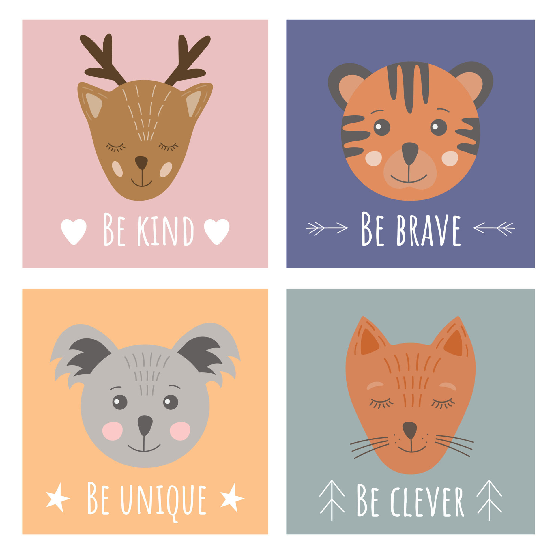 Collection of cute posters for little baby with hand drawn animals. Scandinavian style. Posters with inscription Be kind, be brave, be clever, be unique. For kids, baby, nursery, greeting cards. 12738664 Vector Collection of cute posters for little baby with hand drawn animals. Scandinavian style. Posters with inscription Be kind, be brave, be clever, be unique. For kids, baby, nursery, greeting cards. 12738664 Vector