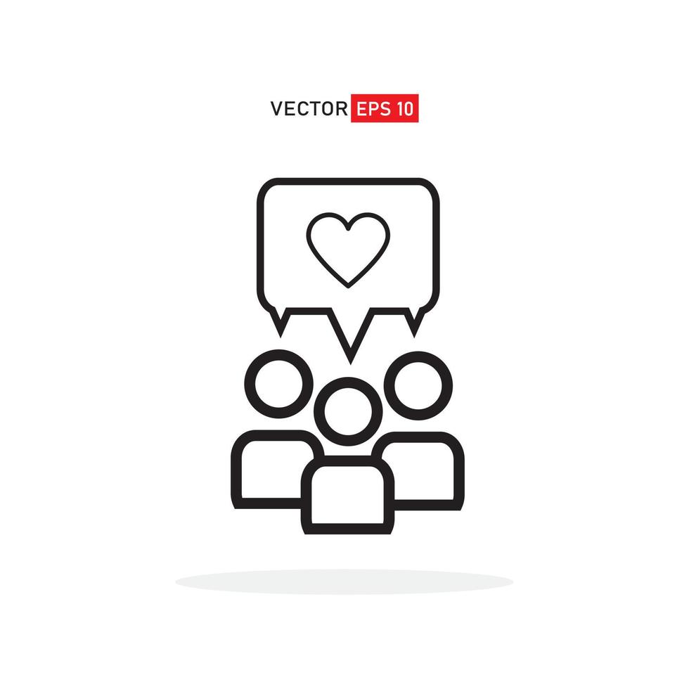 icono de grupo de usuarios. signo de líder del equipo de negocios de gestión. redes sociales, concepto de trabajo en equipo. icono de cliente. símbolo de amor administración de salubridad. icono de grupo de corazón. icono de equipo de negocios feliz simple vector