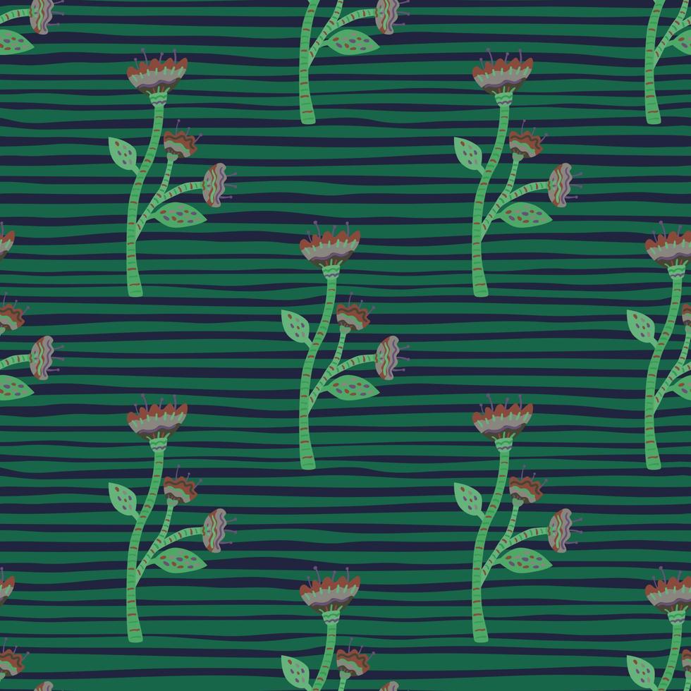 Abstract flower seamless pattern in naive art style. Beautiful floral wallpaper. Cute plants endless backdrop. vector