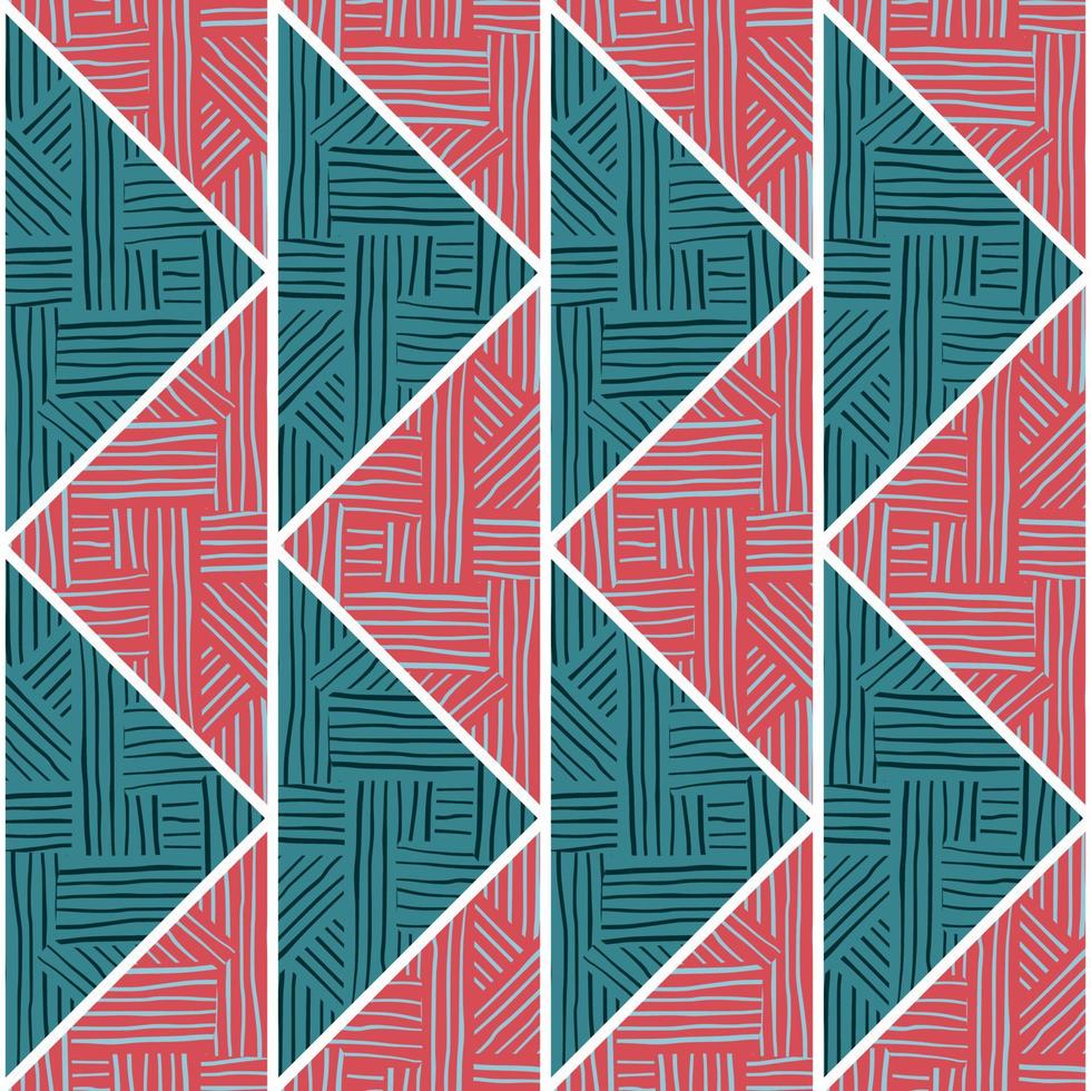 Tribal lines mosaic seamless pattern. Creative stripes vintage ornament. Abstract geometric ethnic tile. vector
