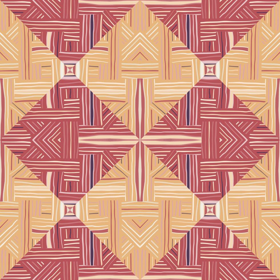 Creative stripes vintage ornament. Tribal lines mosaic seamless pattern. Abstract geometric ethnic tile vector