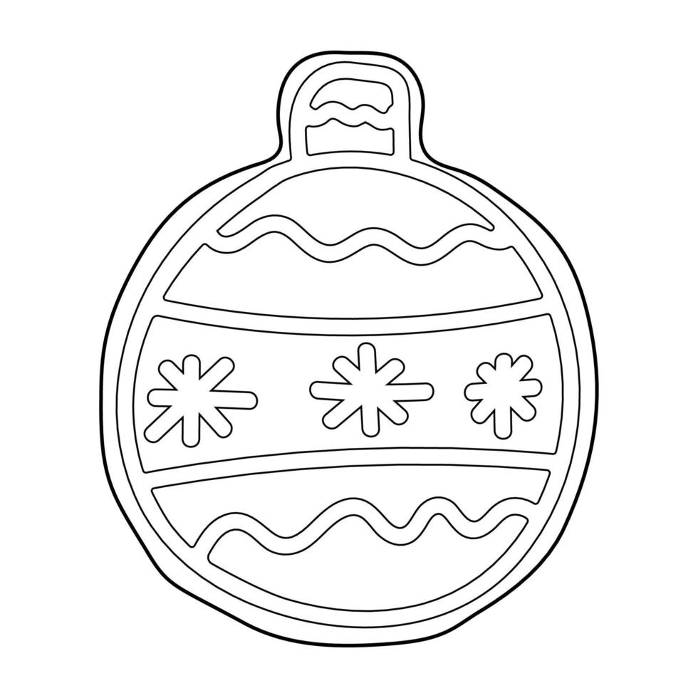 pan de jengibre en forma de bola de navidad. libro para colorear de  navidad. dibujo de contorno 12738751 Vector en Vecteezy