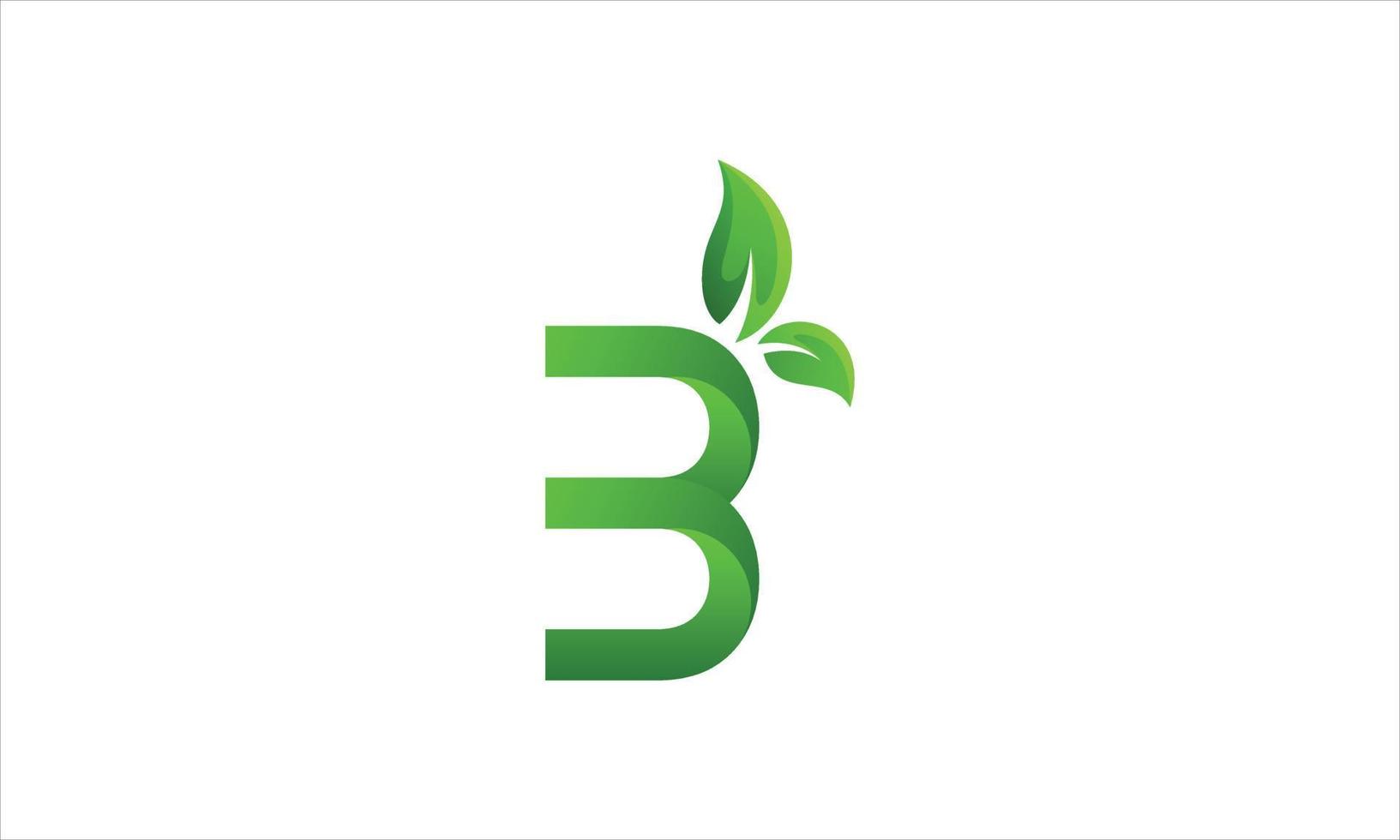 hoja verde con diseño de logotipo b. vector de diseño de icono de logotipo de letra b inicial pro vector.