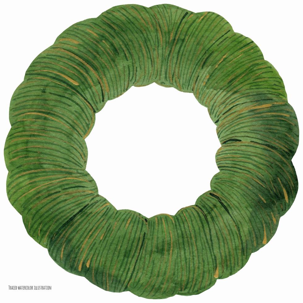 Christmas Wreath Green Watercolor Base Ring vector