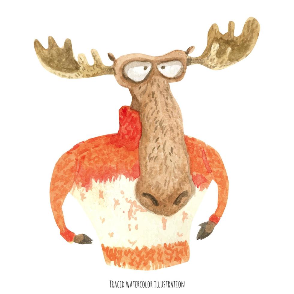 Christmas Moose in ugly sweater vector