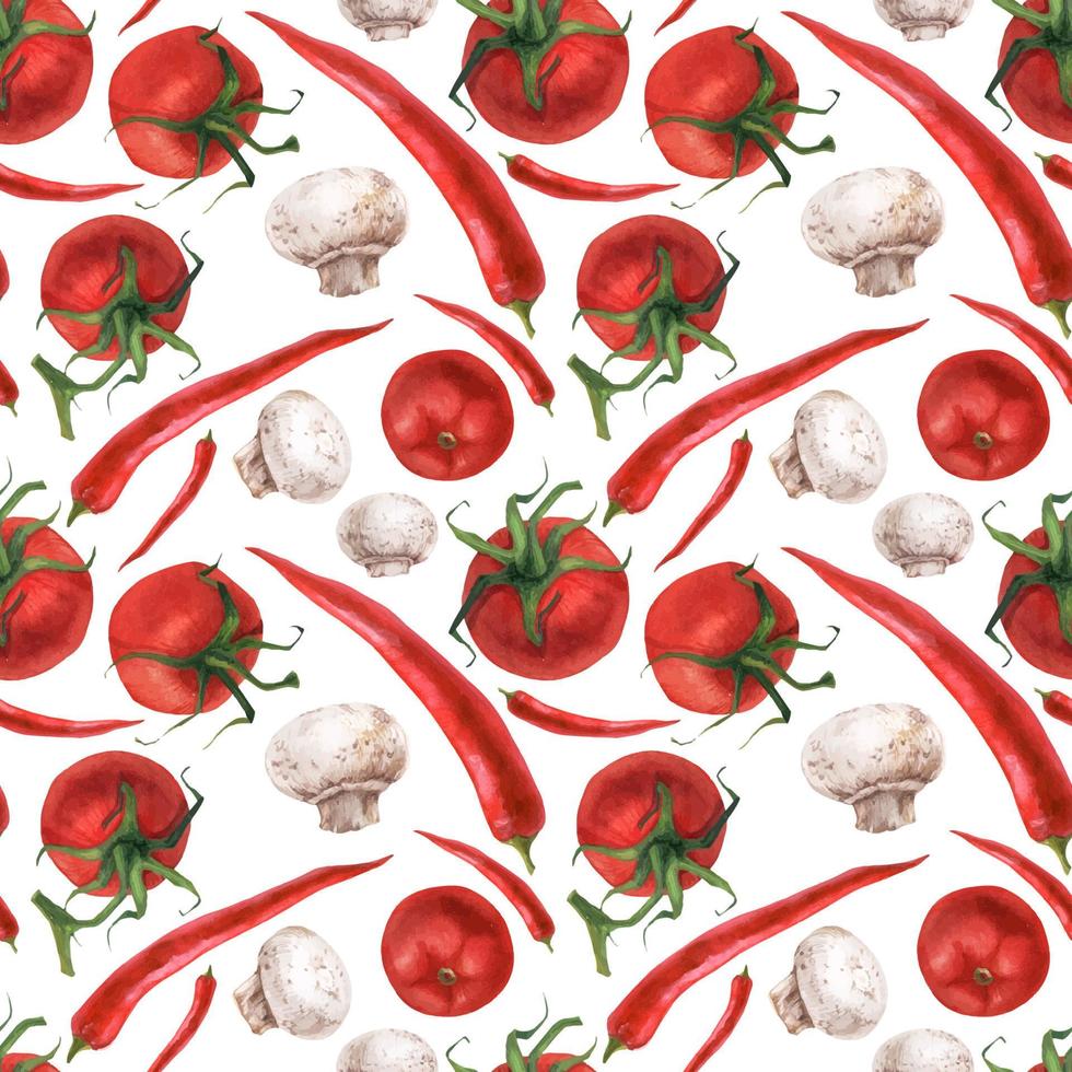 Watercolor realistic food pattern vector