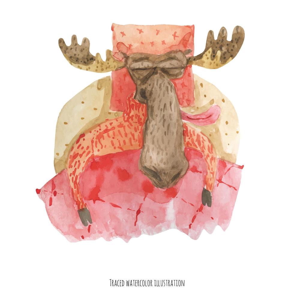 Christmas Moose sleeping and dreaming vector