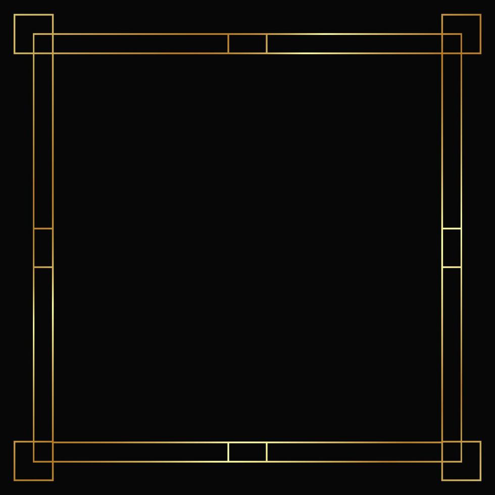 Art deco gold frame. Golden vector border for social media posts, cards and banners