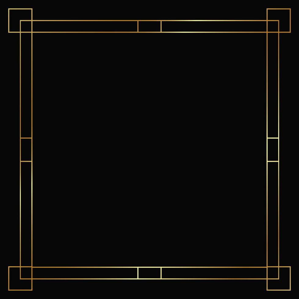 Art deco gold frame. Golden vector border for social media posts, cards and banners