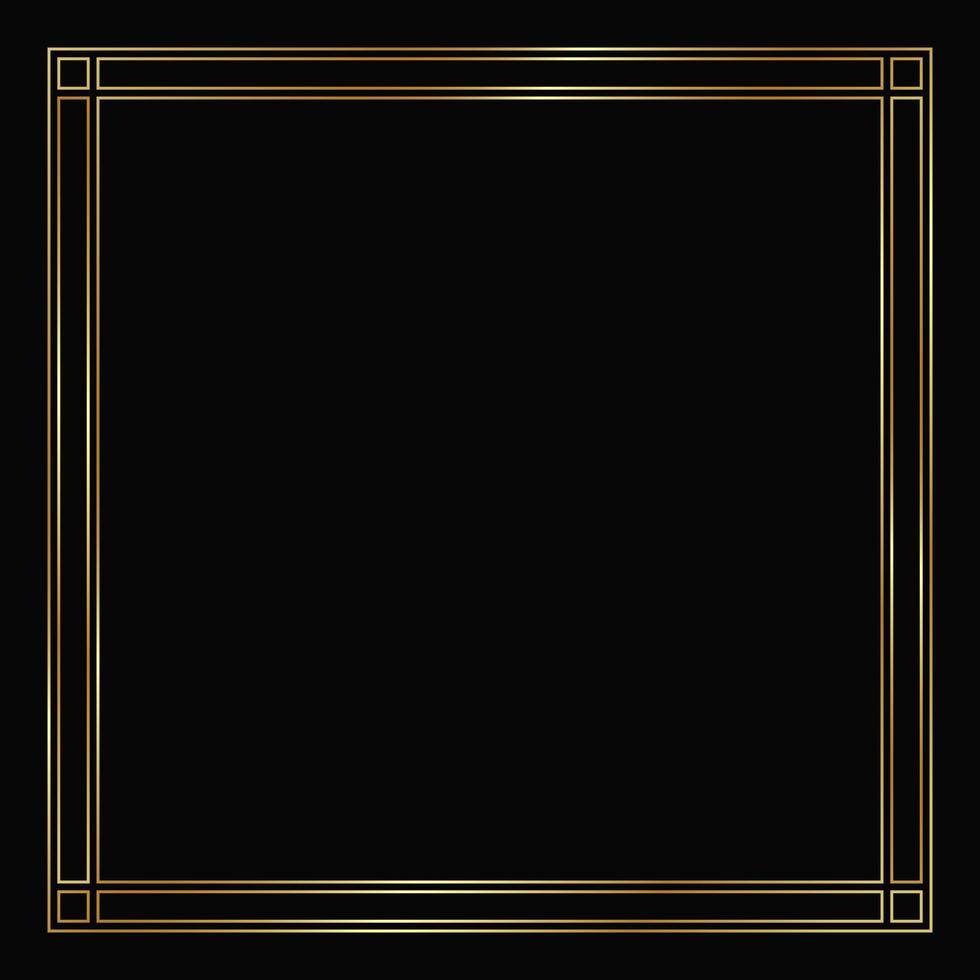 Vector golden frame on the black background. Isolated art deco design.