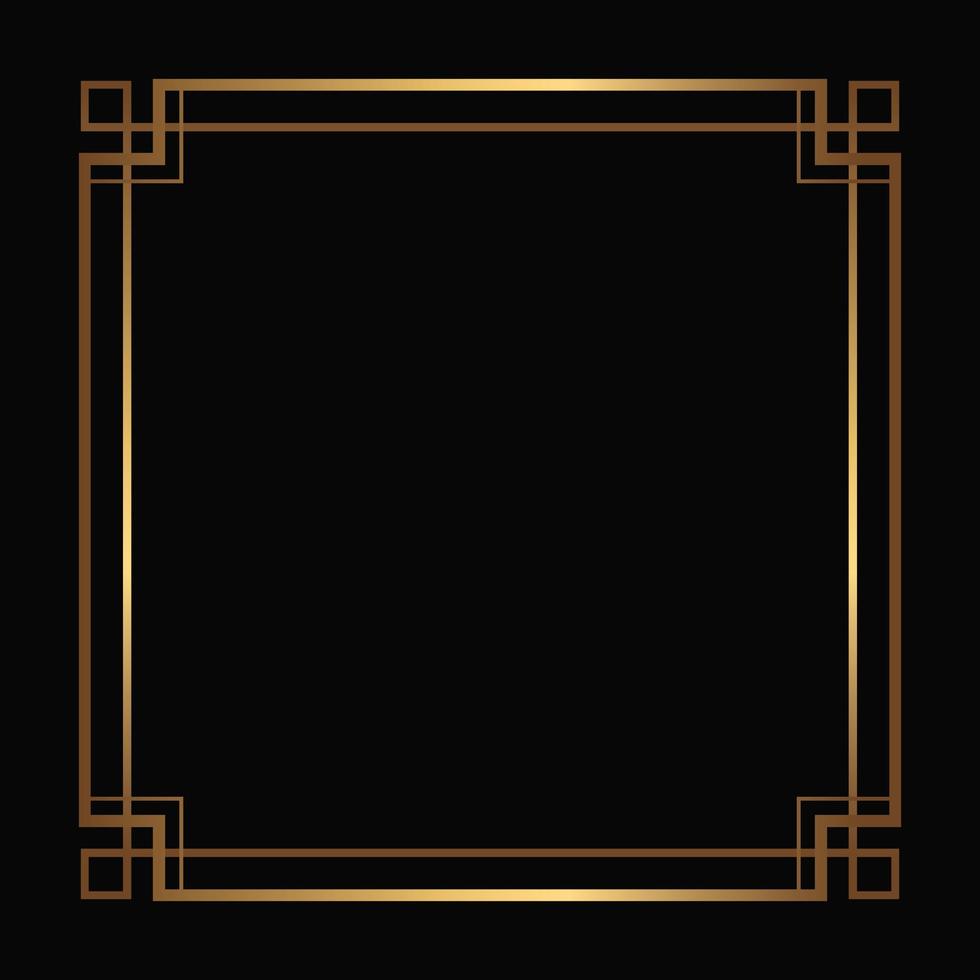 Vector golden frame on the black background. Isolated art deco template with copy space
