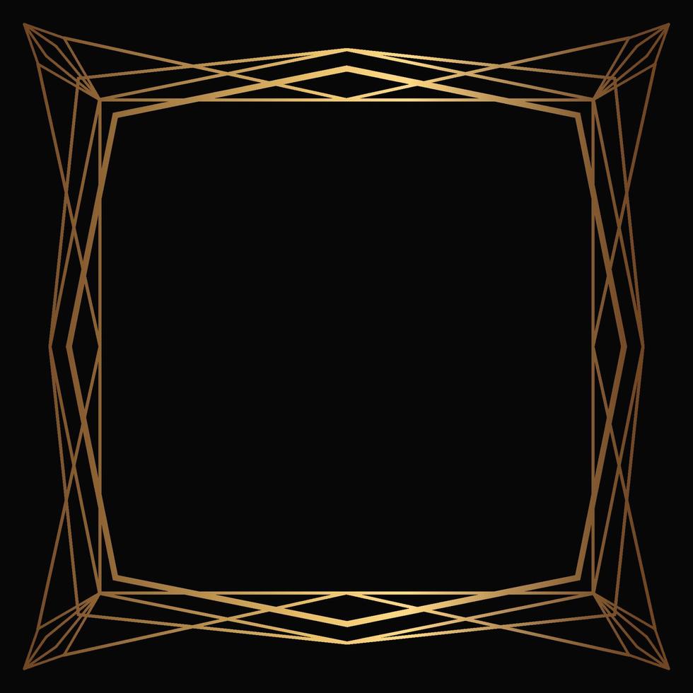 Vector golden frame on the black background. Isolated art deco design