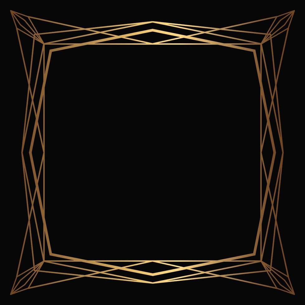 Vector golden frame on the black background. Isolated art deco design