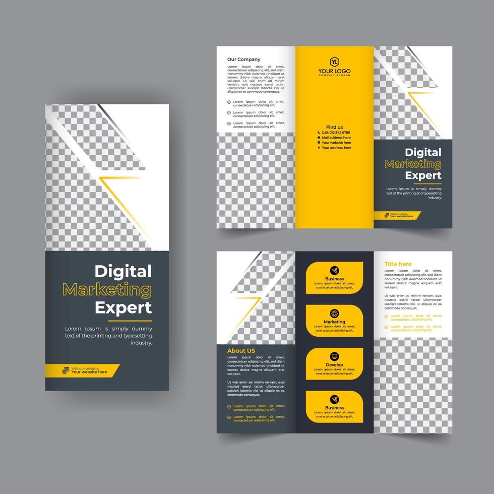 Business trifold brochure annual report cover, digital marketing tri fold corporate brochure cover or flyer design. Leaflet presentation. Catalog with Abstract geometric background. Modern template. vector