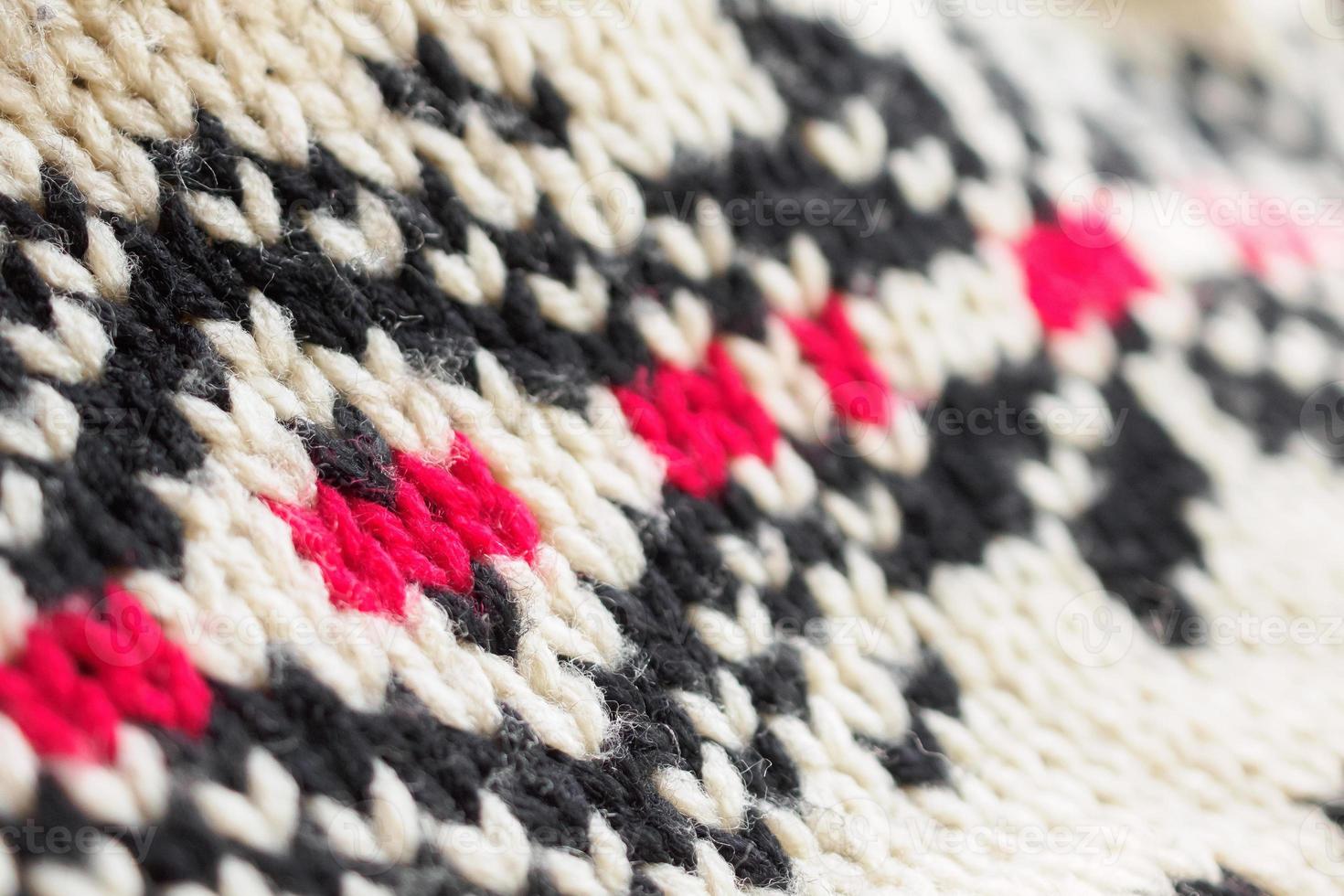 close up of knitted woolen fabric texture background photo
