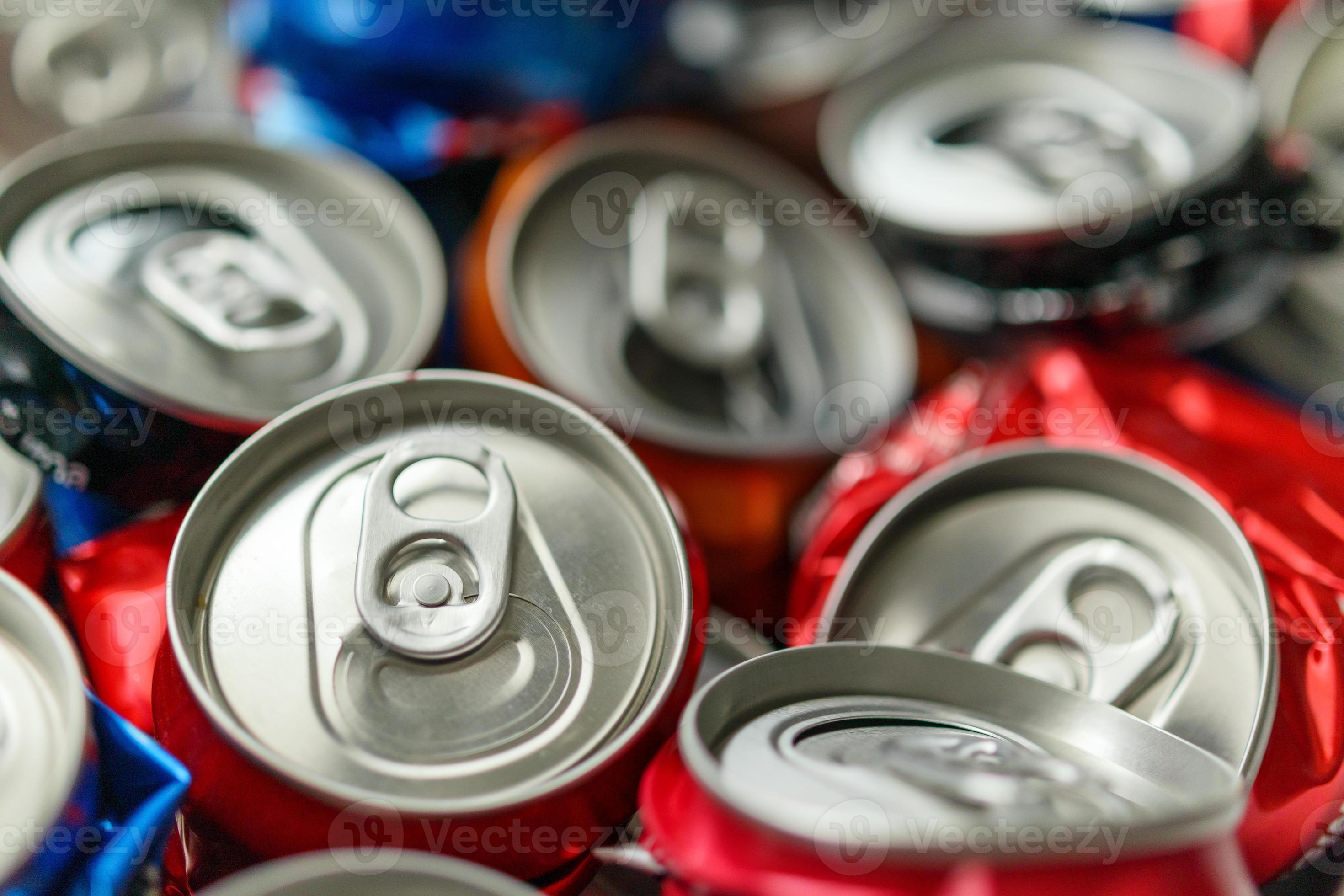 recycle aluminum metal crushed can waste background 12739336 Stock