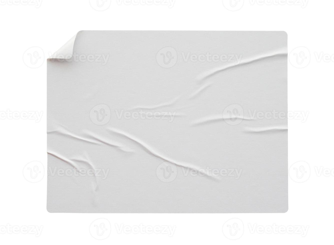 Paper sticker label isolated on white background photo