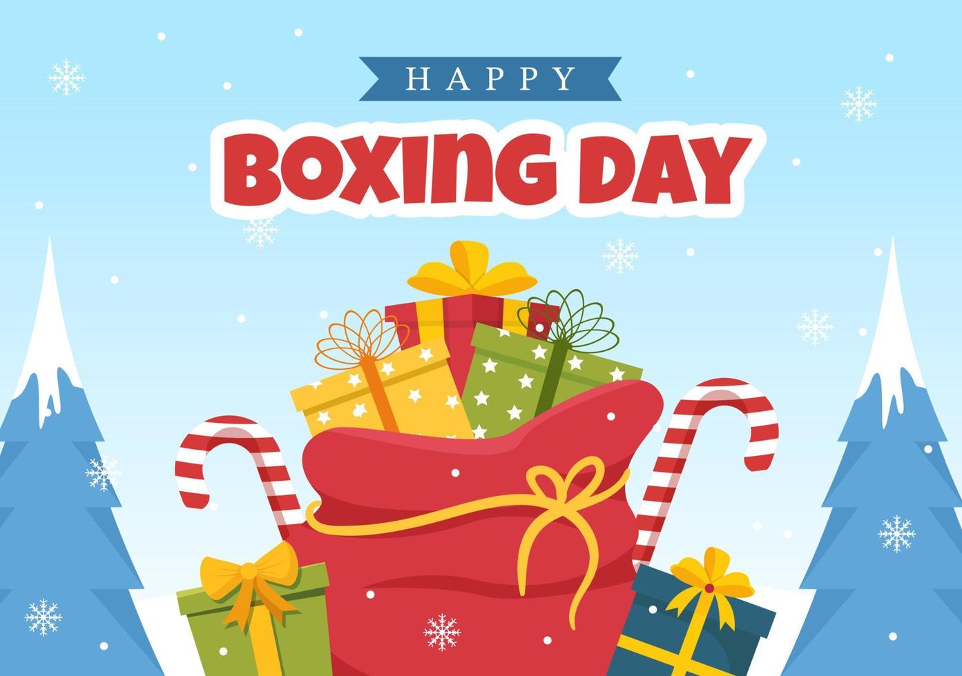 Boxing Day Sale Template Hand Drawn Cartoon Flat Illustration with Glove and Gift Box for Promotion or Shopping Concept vector