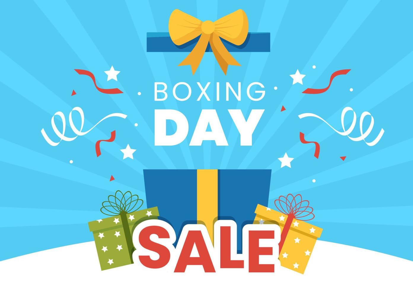 ilustración plana de dibujos animados dibujados a mano de plantilla de venta de día de boxeo con guante y caja de regalo para promoción o concepto de compra vector
