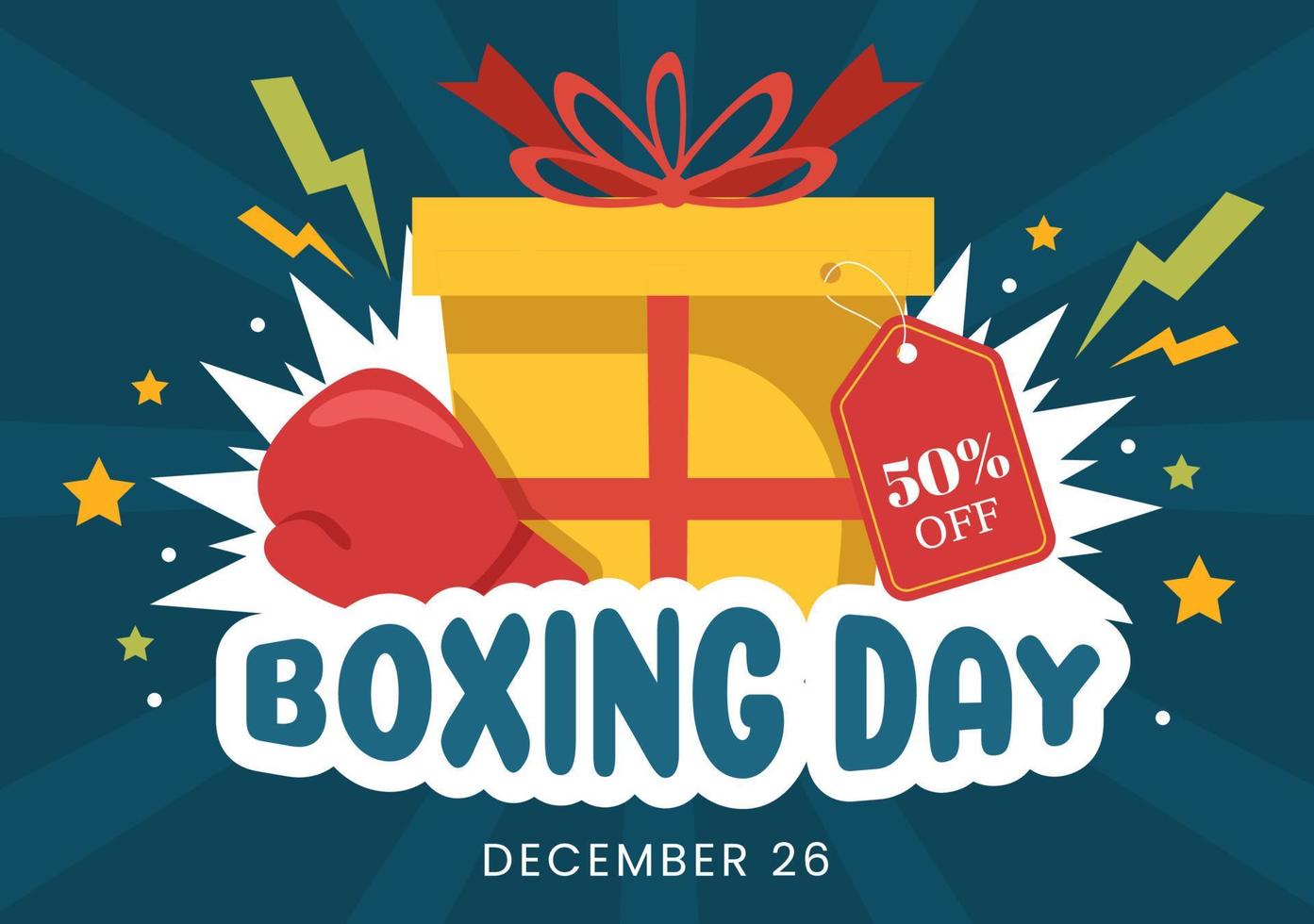 Boxing Day Sale Template Hand Drawn Cartoon Flat Illustration with Glove and Gift Box for Promotion or Shopping Concept vector