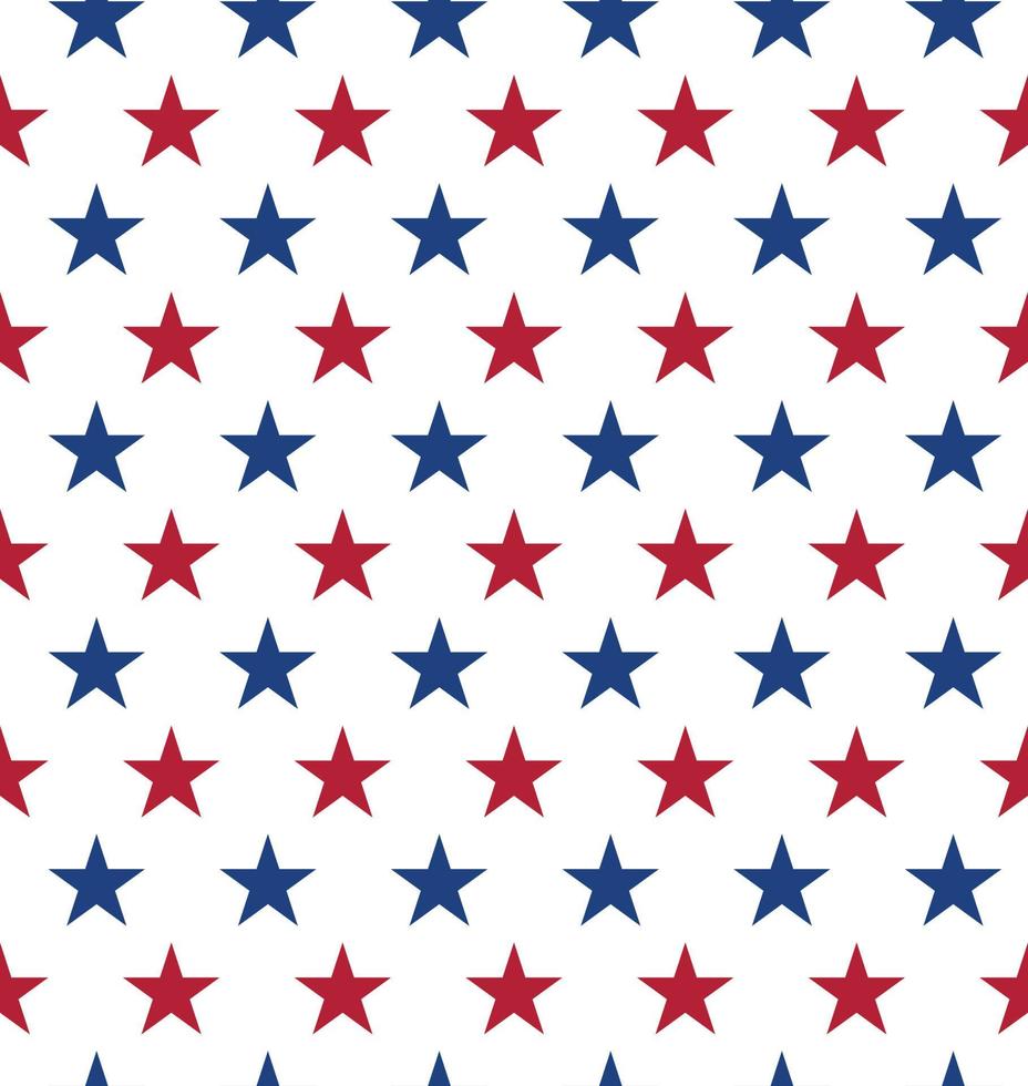 Seamless pattern made from red and blue five pointed stars. Star pattern in American flag colors. USA Independence Day. Presidents Day. flat style. vector