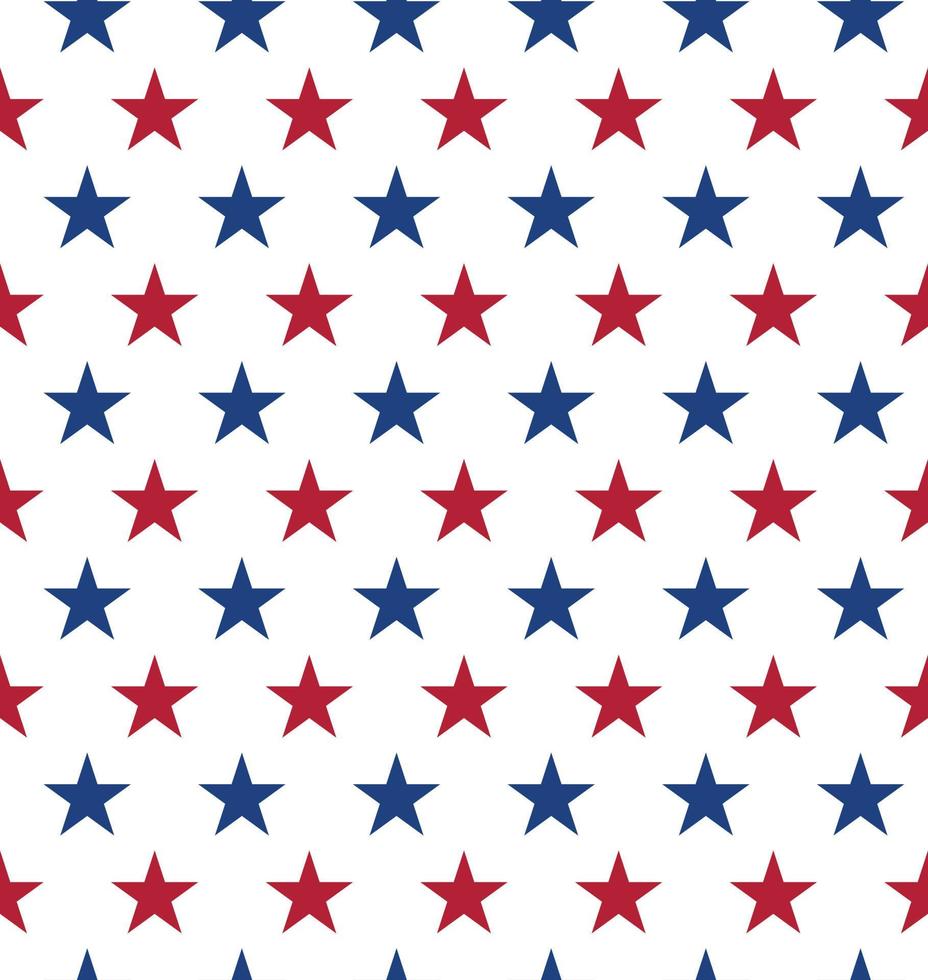 patrón impecable hecho de estrellas rojas y azules de cinco puntas. patrón de estrellas en los colores de la bandera americana. día de la independencia de estados unidos. día del Presidente. estilo plano vector