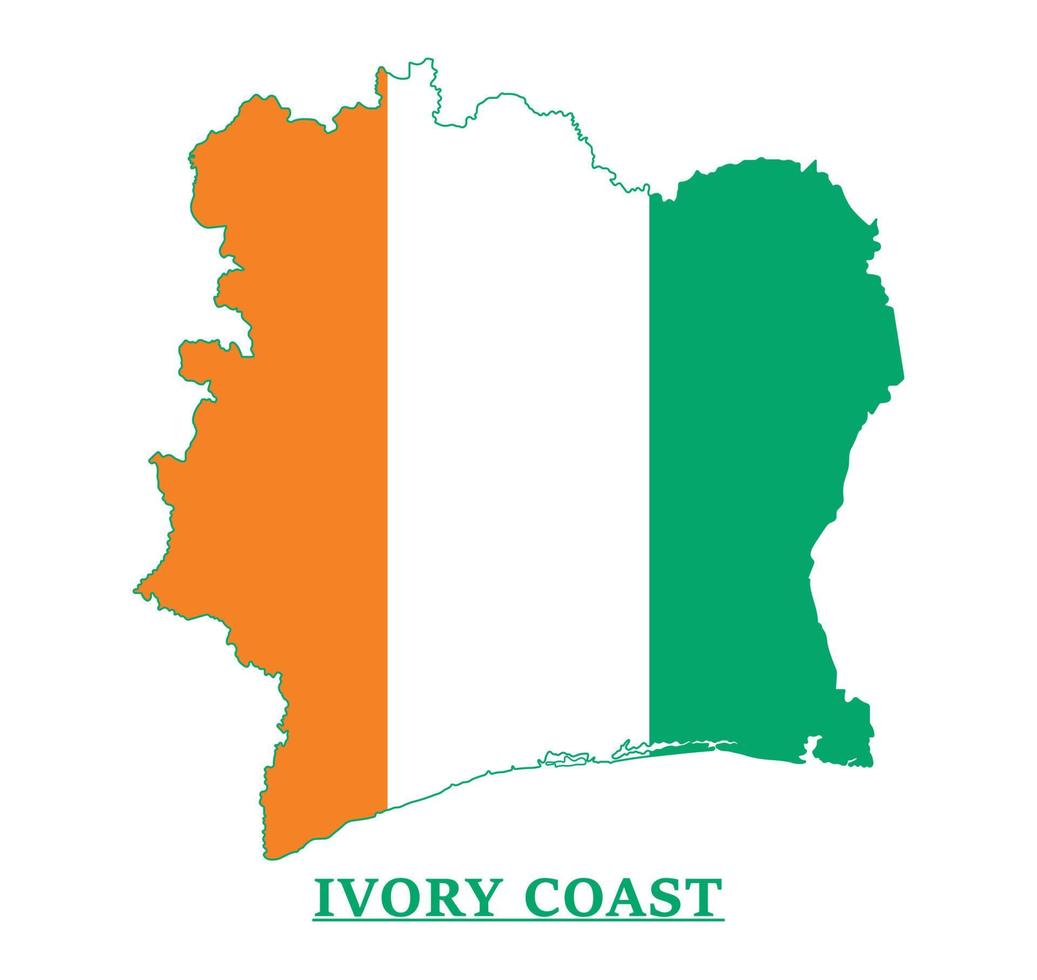 Ivory Coast National Flag Map Design, Illustration Of Ivory Coast Country Flag Inside The Map vector