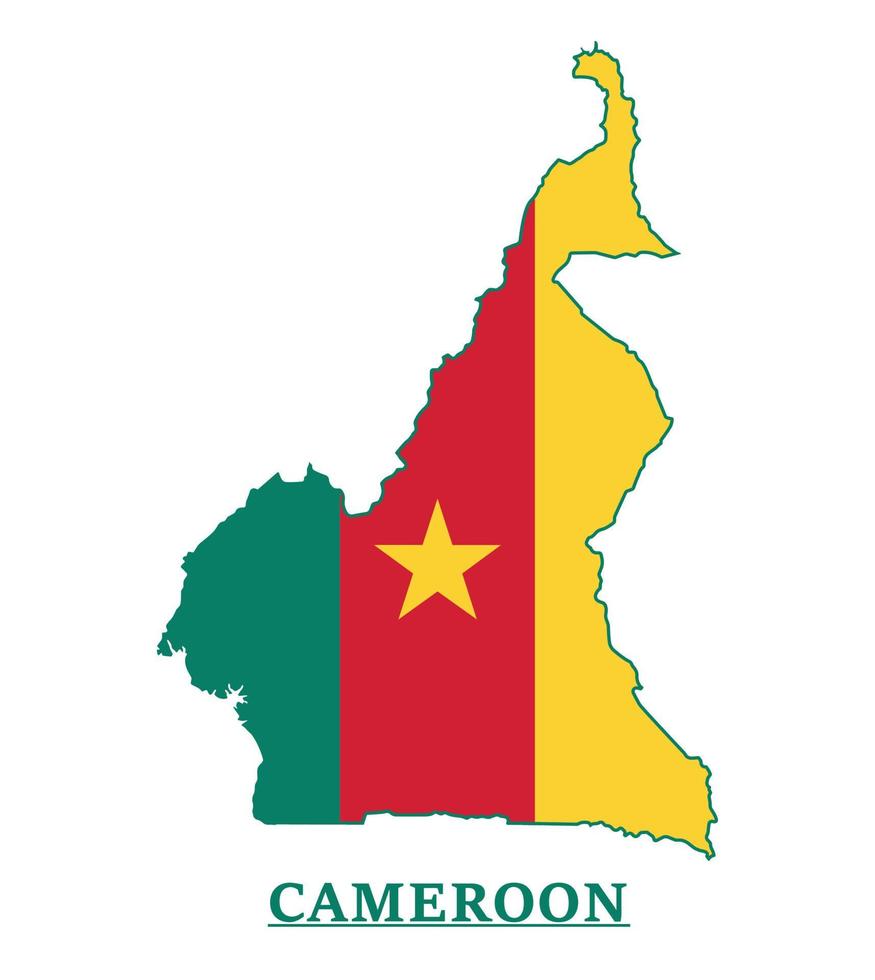 Cameroon National Flag Map Design, Illustration Of Cameroon Country Flag Inside The Map vector