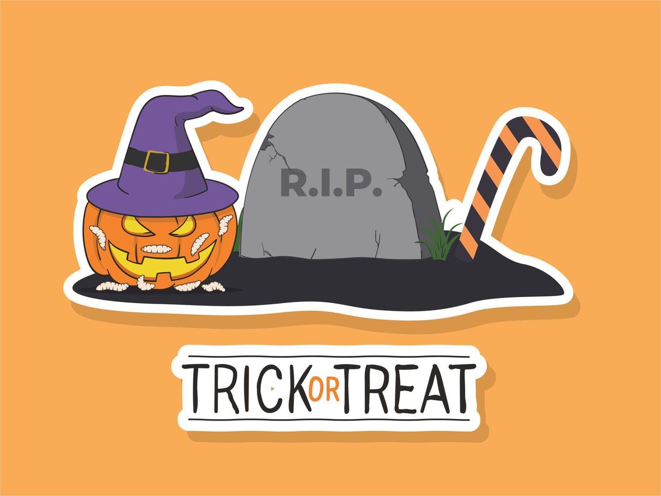 Handdrawn halloween sticker illustration vector