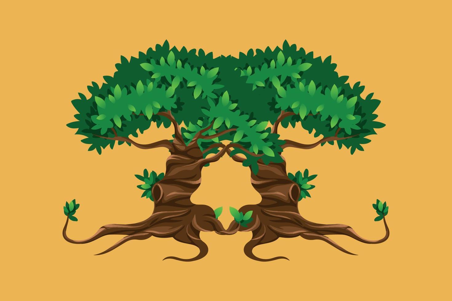 ilustración vectorial de un árbol adecuado para libros de cuentos para niños, carteles, etc. vector