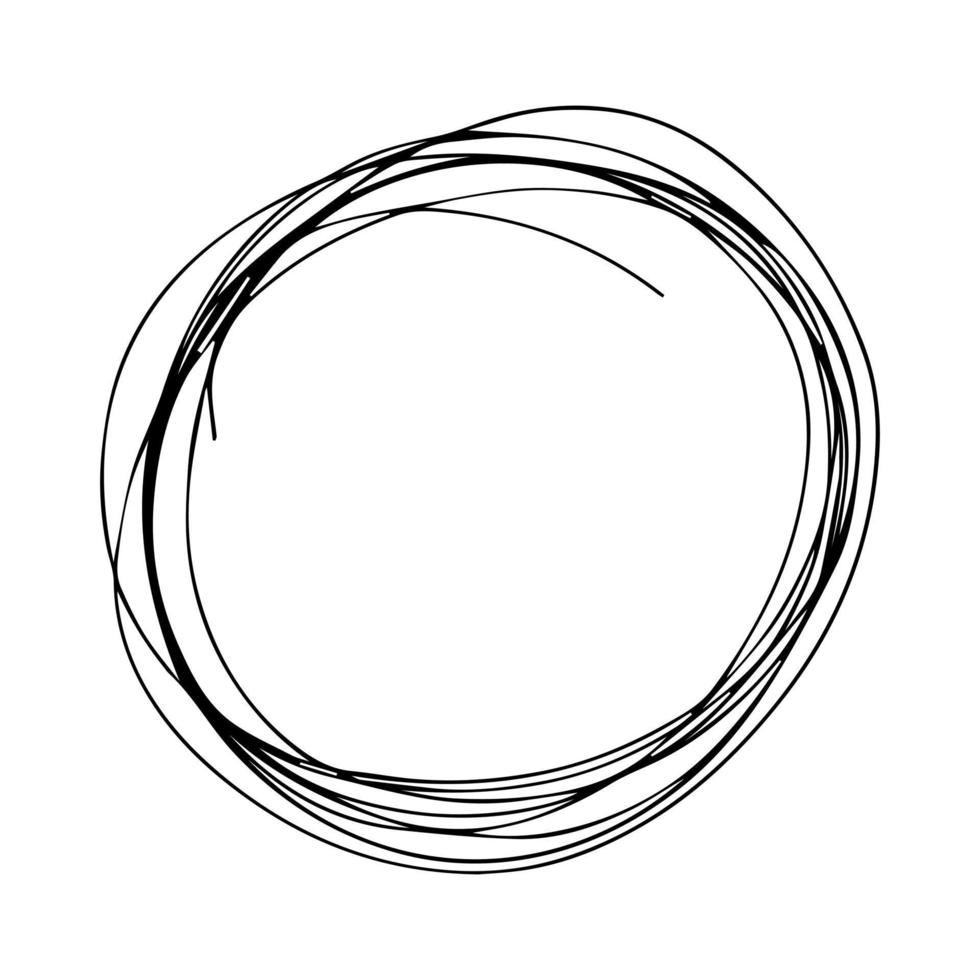 Hand drawn black ink chaos circle illustration. Doodle hand drawn circle. vector