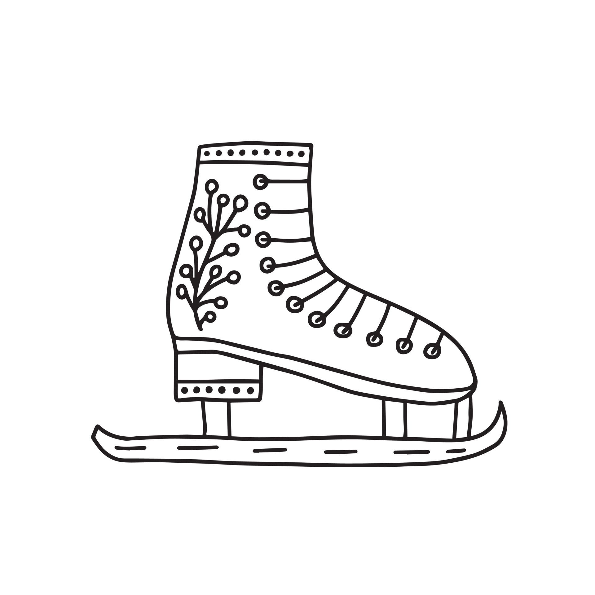 Vector winter ice skate doodle illustration. Hand drawn ice skate