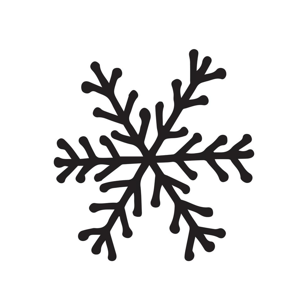 Hand drawn doodle snowflake illustration. Vector snowflake simple