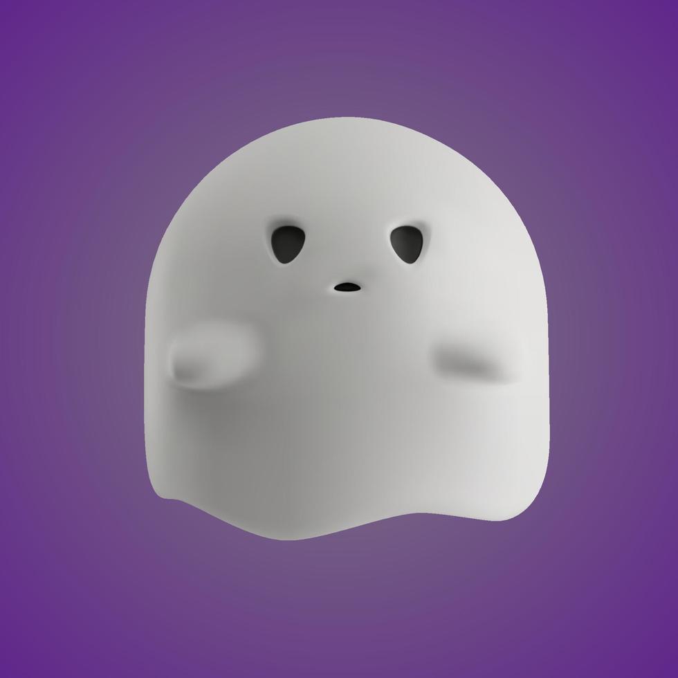 Cute 3d ghost. Vector illustration of a spirit character for Halloween. Decorative element